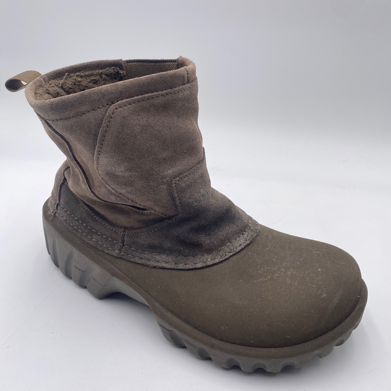 Crocs Georgie Suede Winter Ankle Boots Women 10 Brown Croslite Faux Fur Lined